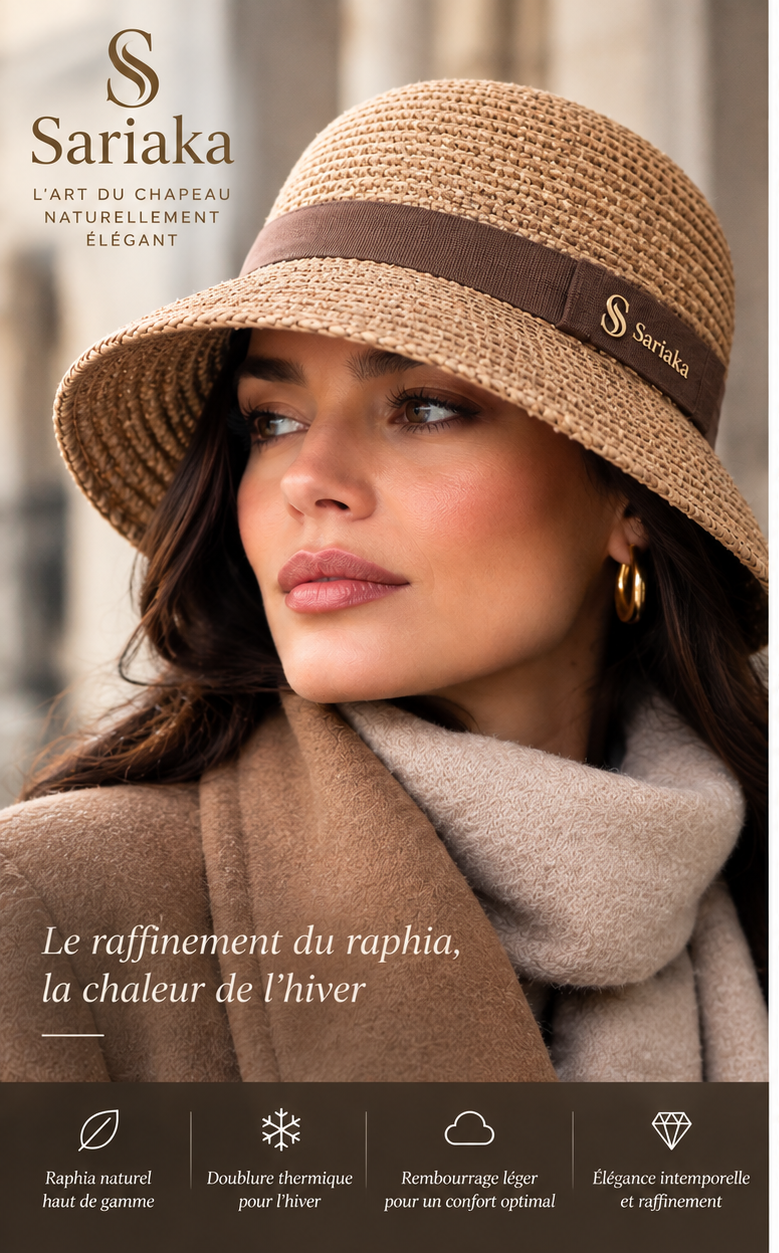 Chapeau Sariaka™ Raphia Hiver
Le raffinement du raphia, la chaleur de l'hiver.